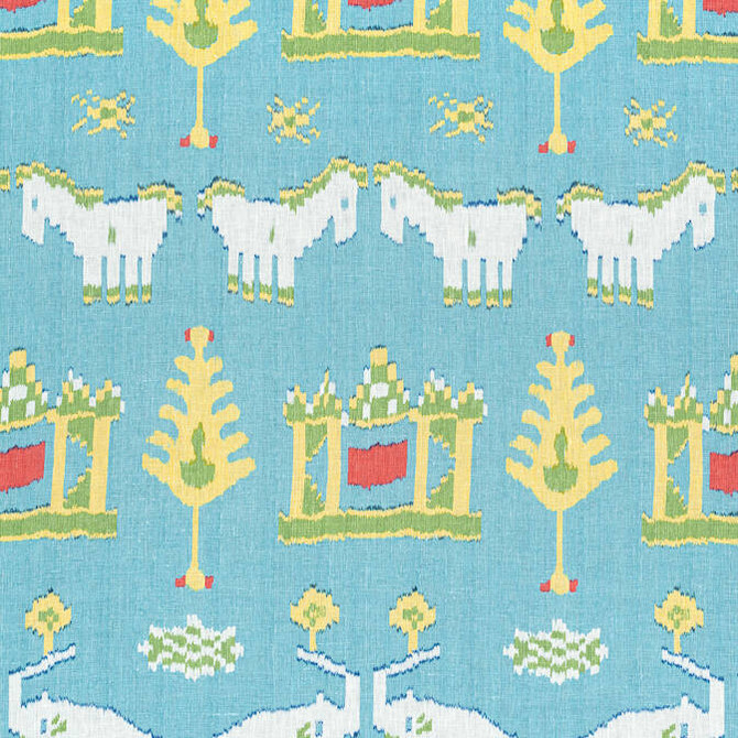 Kingdom Parade Turquoise F910644 by Thibaut Fabric Thibaut Fabric Kingdom Parade Turquoise F910644Fabric Ceylon Fabric 100% Linen THAILAND </p><p>Repeat: V: 35.5 54 - Fabric Carolina -