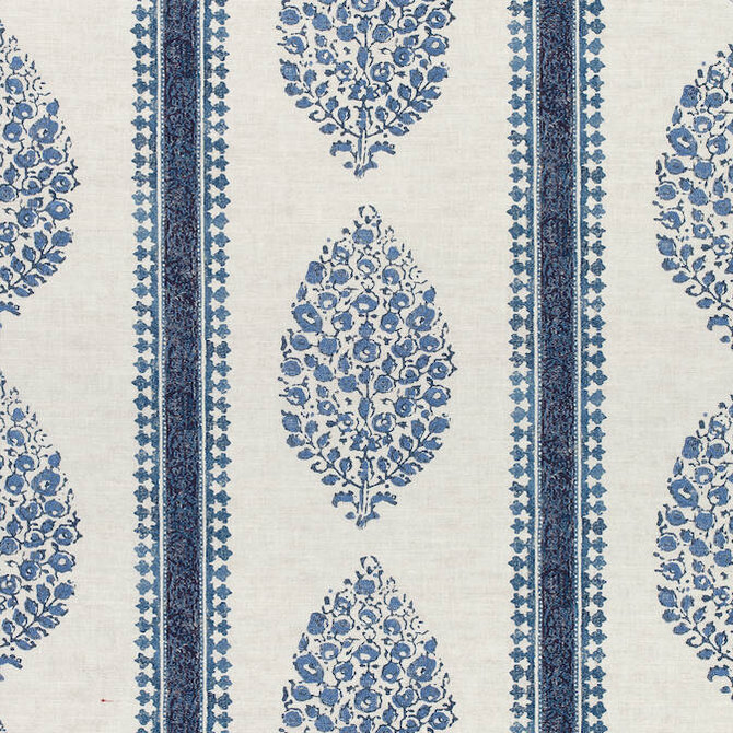 Chappana Blue and White F910239 by Thibaut Fabric Thibaut Fabric Chappana Blue and White F910239Fabric Colony Fabric Book 60% Linen, 30% Cot, 10% Nylon UNITED KINGDOM </p><p>Repeat: V: 13 54 - Fabric Carolina -