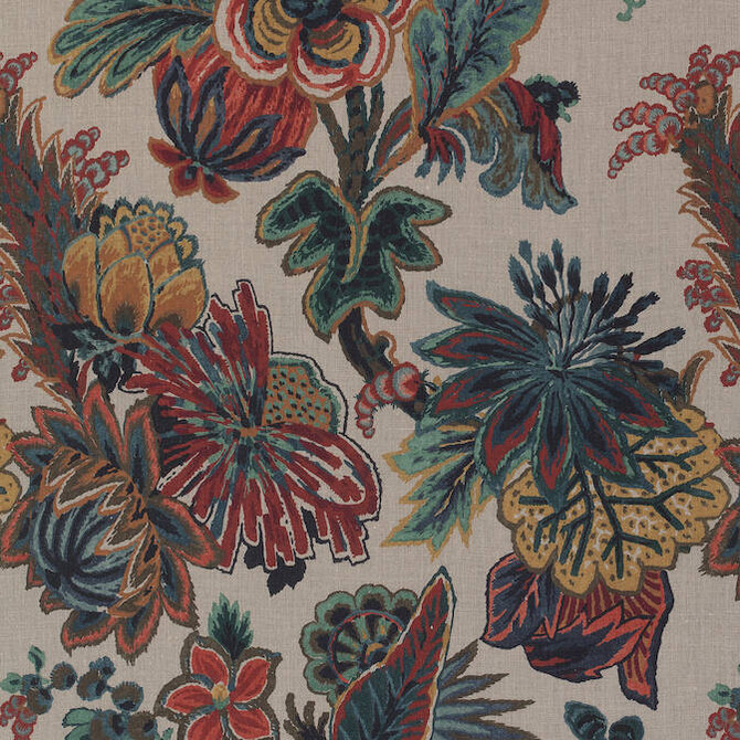 Floral Gala Jewel F910216 by Thibaut Fabric Thibaut Fabric Floral Gala Jewel F910216Fabric Colony Fabric Book 100% Linen ITALY </p><p>Repeat: V: 32.75 54 - Fabric Carolina -