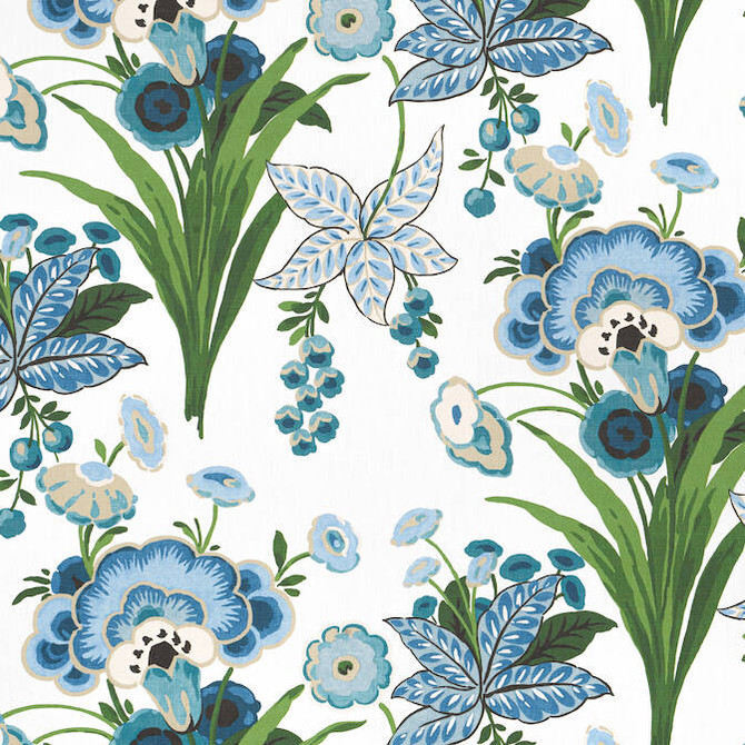 Pasadena Blue and Green F920851 by Thibaut Fabric Thibaut Fabric Pasadena Blue and Green F920851Fabric Eden Fabric Book 52% Linen, 36% Cotton, 12% Nylon THAILAND </p><p>Repeat: V: 24 54 - Fabric Carolina -