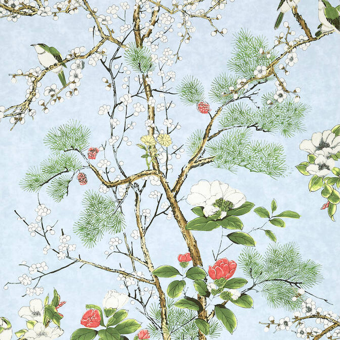 Katsura Spa Blue T13620 by Thibaut Wallpaper Thibaut Wallpaper Katsura Spa Blue T13620Wallpaper Grand Palace Non Woven Wallpaper UNITED STATES </p><p>Repeat: V: 51 27 - Fabric Carolina -