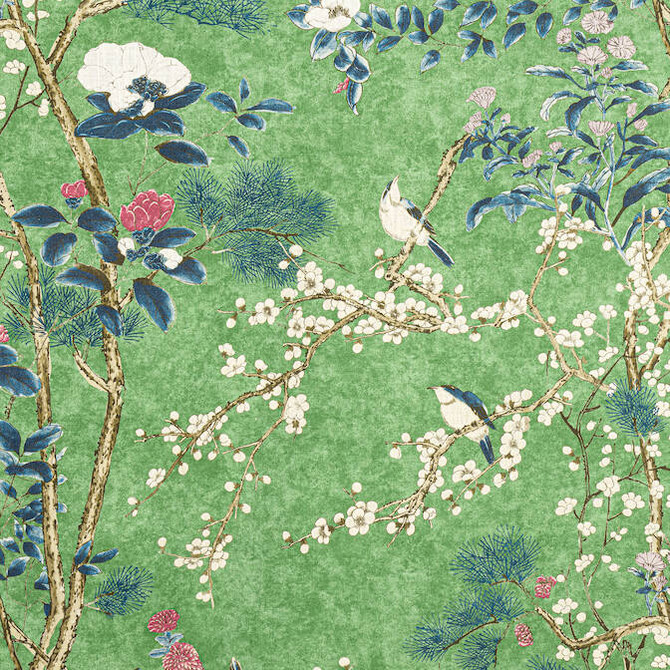 Katsura Emerald F913623 by Thibaut Fabric Thibaut Fabric Katsura Emerald F913623Fabric Grand Palace Fabric Book 82% Viscose, 18% Linen SCOTLAND </p><p>Repeat: V: 50.5 54 - Fabric Carolina -
