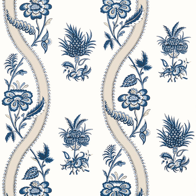 Ribbon Floral Blue and White T36423 by Thibaut Wallpaper Thibaut Wallpaper Ribbon Floral Blue and White T36423Wallpaper Indienne Non Woven Wallpaper UNITED STATES </p><p>Repeat: V: 25.25 27 - Fabric Carolina -