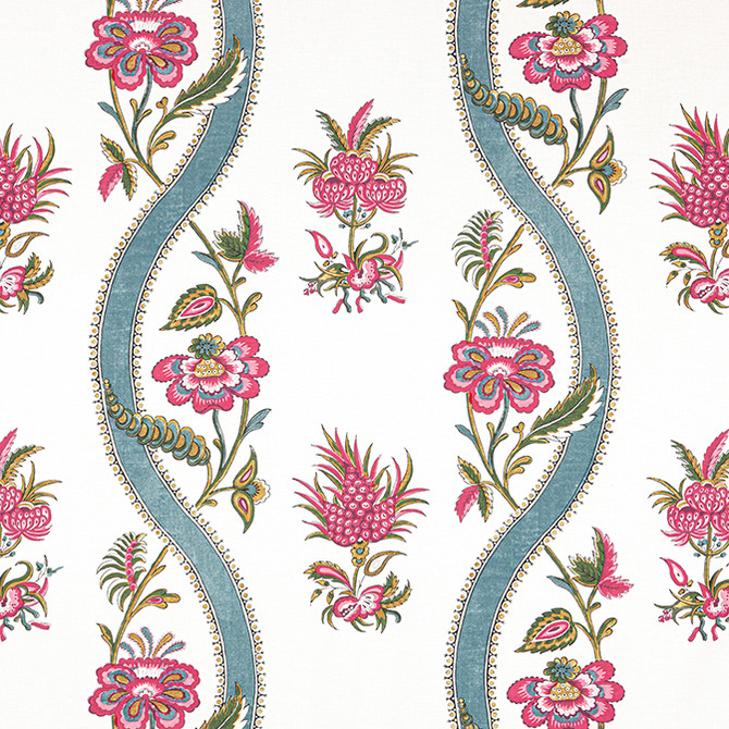Ribbon Floral Raspberry and Teal F936426 by Thibaut Fabric Thibaut Fabric Ribbon Floral Raspberry and Teal F936426Fabric Indienne Fabric Book 100% Cotton UNITED STATES </p><p>Repeat: V: 24 53.5 - Fabric Carolina -