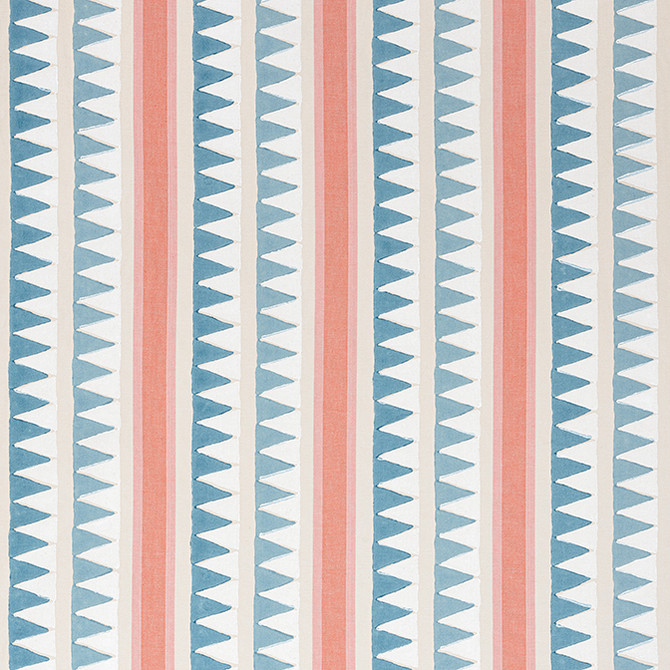 Lomita Stripe French Blue and Coral F916237 by Thibaut Fabric Thibaut Fabric Lomita Stripe French Blue and Coral F916237Fabric Kismet Fabric Book 100% Cotton INDIA </p><p>Repeat: V: 7 53 - Fabric Carolina -