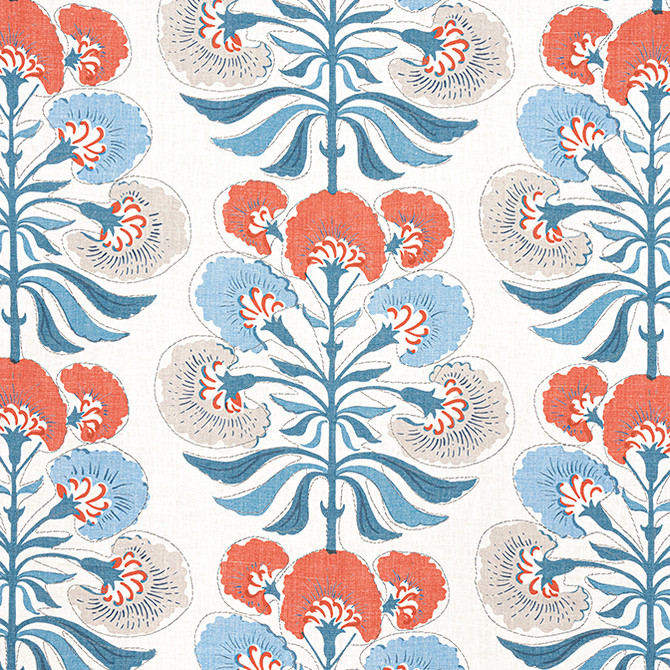 Tybee Tree French Blue and Coral F916213 by Thibaut Fabric Thibaut Fabric Tybee Tree French Blue and Coral F916213Fabric Kismet Fabric Book 100% Linen U.S.A. </p><p>Repeat: V: 14.5 54 - Fabric Carolina -