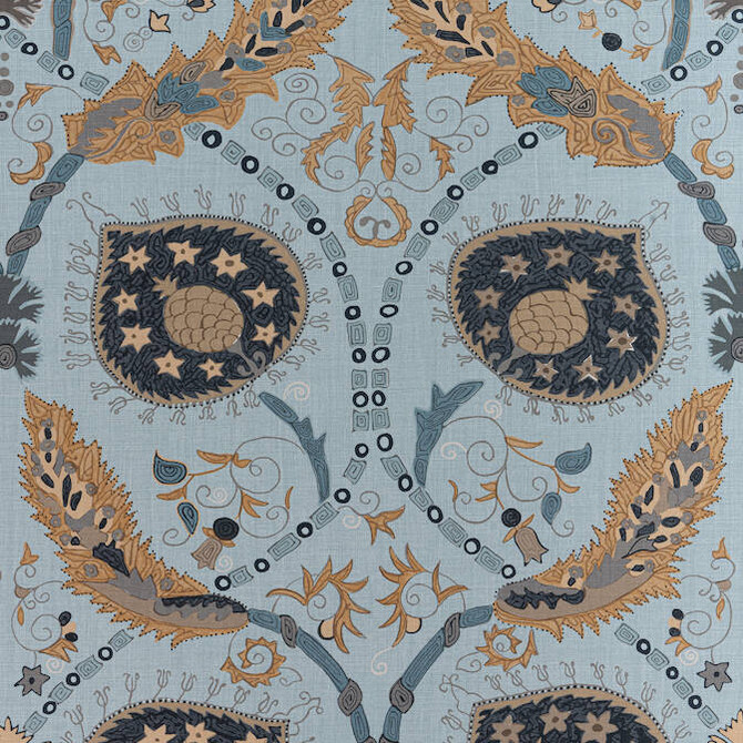 Lewis Mineral Blue F913214 by Thibaut Fabric Thibaut Fabric Lewis Mineral Blue F913214Fabric Mesa Fabric Book 60% Linen, 30% Cot, 10% Nylon THAILAND </p><p>Repeat: V: - 54 - Fabric Carolina -