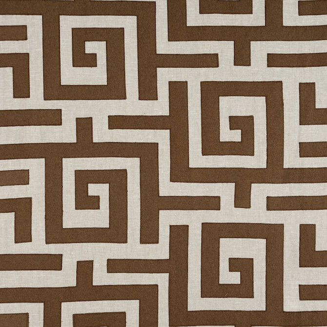 Tulum Applique Brown on Natural W713226 by Thibaut Fabric Thibaut Fabric Tulum Applique Brown on Natural W713226Fabric Mesa Fabric Book 61% Linen, 38% Wool, 1% Viscose INDIA </p><p>Repeat: V: - 52 - Fabric Carolina -