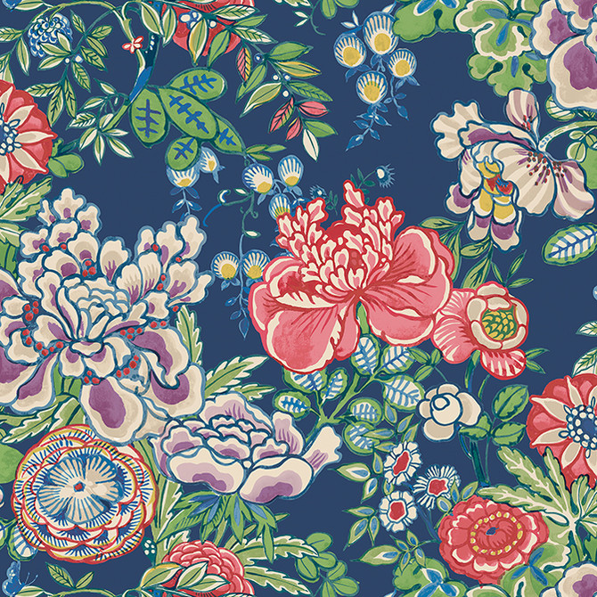 Peony Garden Navy T42015 by Thibaut Wallpaper Thibaut Wallpaper Peony Garden Navy T42015Wallpaper Sojourn Non Woven Wallpaper UNITED STATES </p><p>Repeat: V: 27.25 27 - Fabric Carolina -