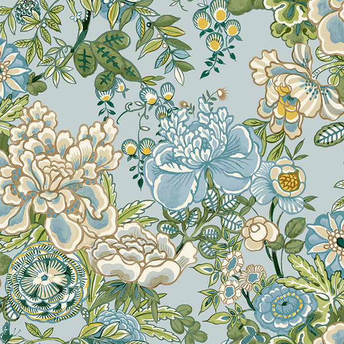 Peony Garden Spa Blue T42020 by Thibaut Wallpaper Thibaut Wallpaper Peony Garden Spa Blue T42020Wallpaper Sojourn Non Woven Wallpaper UNITED STATES </p><p>Repeat: V: 27.25 27 - Fabric Carolina -