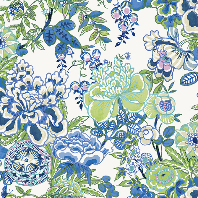Peony Garden Blue and Green T42021 by Thibaut Wallpaper Thibaut Wallpaper Peony Garden Blue and Green T42021Wallpaper Sojourn Non Woven Wallpaper UNITED STATES </p><p>Repeat: V: 27.25 27 - Fabric Carolina -