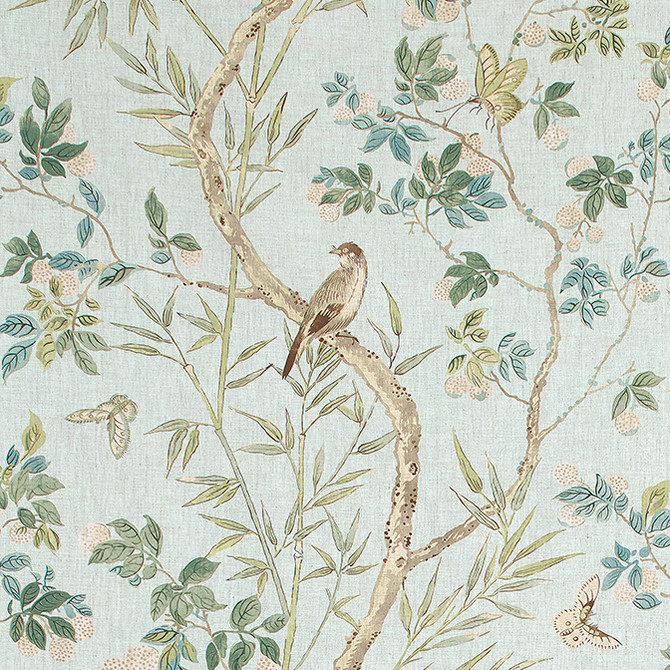 Claire Spa Blue F942010 by Thibaut Fabric Thibaut Fabric Claire Spa Blue F942010Fabric Sojourn Fabric Book 100% Linen UNITED KINGDOM </p><p>Repeat: V: 34.5 54 - Fabric Carolina -