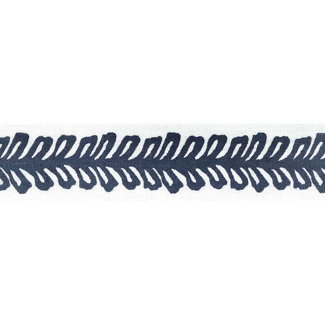 Lenox Tape Navy E12038 by Thibaut Fabric Thibaut Fabric Lenox Tape Navy E12038Fabric Tapes & Trims Volume 1 100% Linen INDIA </p><p>Repeat: V: 3.75 2 - Fabric Carolina -