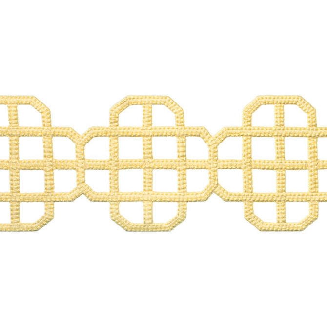 Fret Applique Daffodil E12272 by Thibaut Fabric Thibaut Fabric Fret Applique Daffodil E12272Fabric Tapes & Trims Volume 3 100% Polyester INDIA </p><p>Repeat: V: 3.25 3.5 - Fabric Carolina -