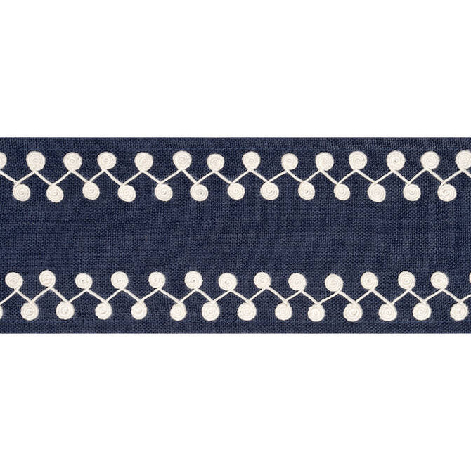 Perla Tape Navy E12228 by Thibaut Fabric Thibaut Fabric Perla Tape Navy E12228Fabric Tapes & Trims Volume 3 63% Linen, 34% Viscose, 3% Spun Poly INDIA </p><p>Repeat: V: 0.5 3.375 - Fabric Carolina -