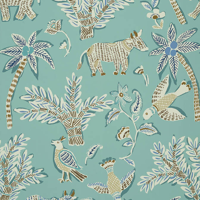 Goa Teal T88723 by Thibaut Wallpaper Thibaut Wallpaper Goa Teal T88723Wallpaper Trade Routes Wallpaper U.S.A. </p><p>Repeat: V: 36 27 - Fabric Carolina -