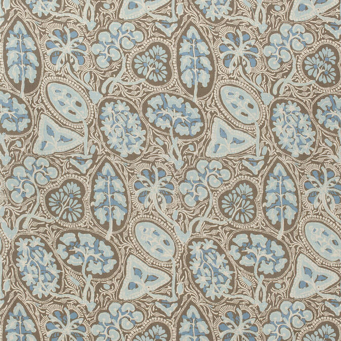 Cochin Aqua and Brown F988718 by Thibaut Fabric Thibaut Fabric Cochin Aqua and Brown F988718Fabric Trade Routes Fabric Book 100% Linen THAILAND </p><p>Repeat: V: 43 54 - Fabric Carolina -