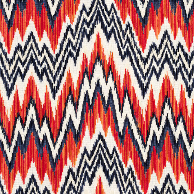 Rhythm Velvet Flame and Navy W72816 by Thibaut Fabric Thibaut Fabric Rhythm Velvet Flame and Navy W72816Fabric Woven Res 13: Fusion Velvet 87% Cotton, 13% Polyester UNITED STATES </p><p>Repeat: V: 13.25 50 - Fabric Carolina -