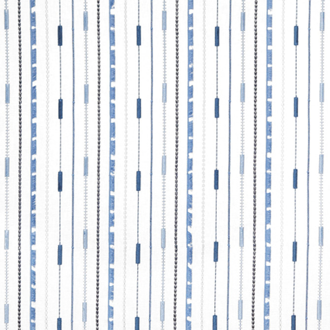 Always In Cadet by Carole Designer Fabric Blue Crush Base: 52% Polyester, 48% Cotton Embr: 100% Polyester India 6 1/4" V, 6 1/2" H 52"" - Swanky Fabrics -