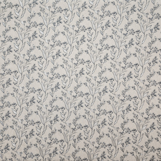 Chipper Charcoal by Carole Designer Fabric Blue Crush Base: 71% Polyester, 29% Cotton Embr: 100% Polyester India 9 1/2" V, 6 3/4" H HD 54 1/4"" - Swanky Fabrics -