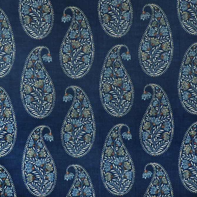 Drop Of Paisley Prussian by Carole Designer Fabric Blue Crush 100% Polyester China 27" V, 13 1/2" H 54"" - Swanky Fabrics -