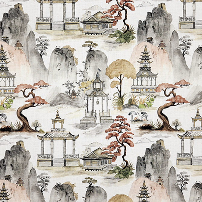 Expanded Horizons Antique by Carole Designer Fabric Hidden Treasure 100% Cotton India 27" V, 27" H 54" - Swanky Fabrics -