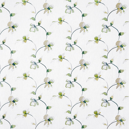 All My Heart Herbal by Carole Designer Fabric Misty Glen Base: 52% Polyester, 48% Cotton Embr:100% Viscose India 9 1/4" V, 9 1/4" H HD 53"" - Swanky Fabrics -
