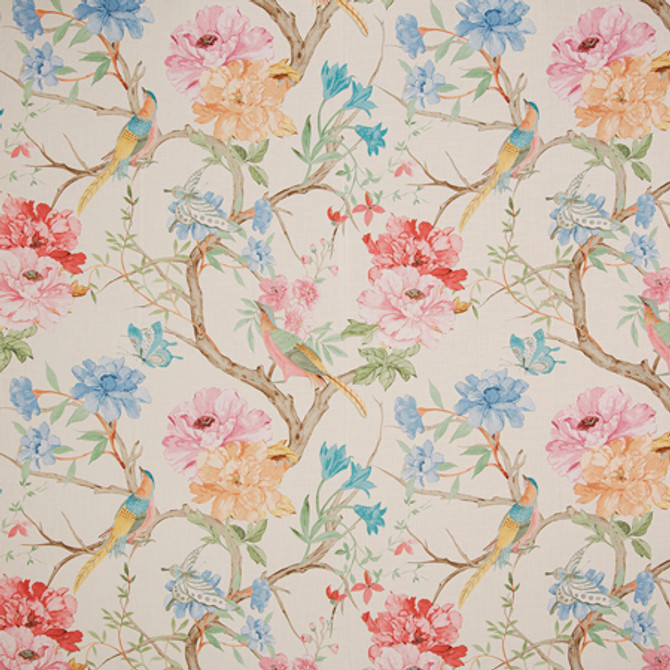 Bird Call Garden by Carole Designer Fabric Sunset Serenade 100% Cotton India 26 3/4" V, 27" H 55 1/2"" - Swanky Fabrics -