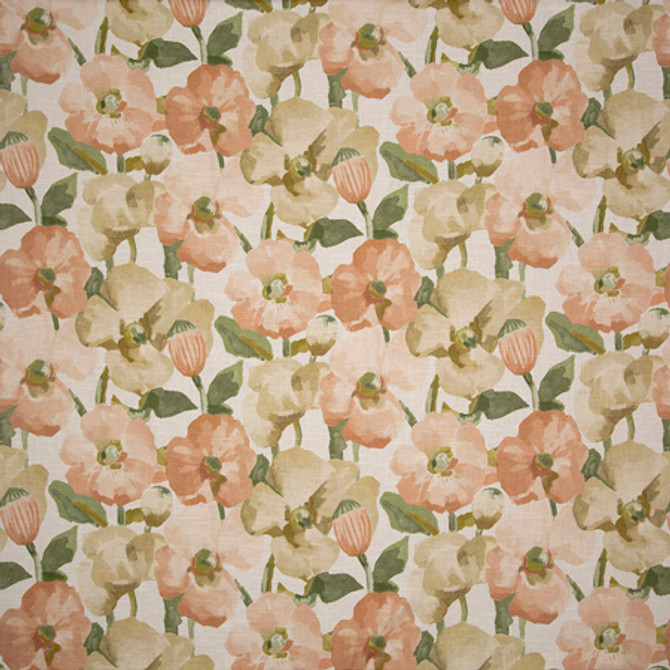 Finch Way Peach by Carole Designer Fabric Sunset Serenade 55% Linen, 45% Viscose UK 25 1/8" V, 13 1/2" H HD 54"" - Swanky Fabrics -