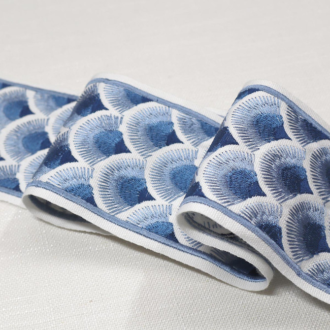 Fanny Emb Tape Blues by Magnolia Designer Trim - 100% Cotton, Emb Viscose India Horizontal: and Vertical: 4 - Swanky Fabrics -