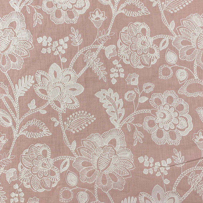 Annie Pink by Magnolia Designer Fabric - 62% Cotton 38% Viscose Emb: 100% Viscose India 50000 Horizontal: 25.50" and Vertical: 30.50" 52" - Swanky Fabrics -