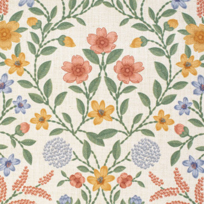 Springtime Peach by Mitchell Designer Fabric #2405 85% Polyester, 15% Linen Imported </p><p>Repeat: Horizontal: 24.6 and Vertical: 24.8 51"-54" - Swanky Fabrics -
