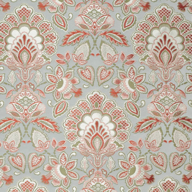 D4436 Felicity Aqua by Charlotte Designer Fabric Vintage Damask 100% Polyester Asia </p><p>Repeat: Horizontal 14.75" x Vertical 18.25" 54 Inches - Swanky Fabrics -