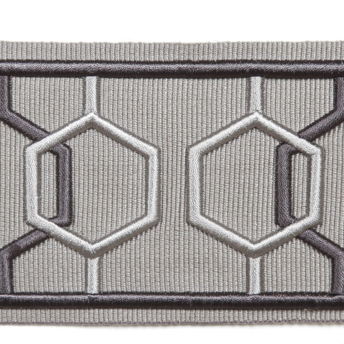 Dimensions Steel by Europatex Designer Fabric Crest & Dimensions 100% Polyester 2.90 inches - Swanky Fabrics -