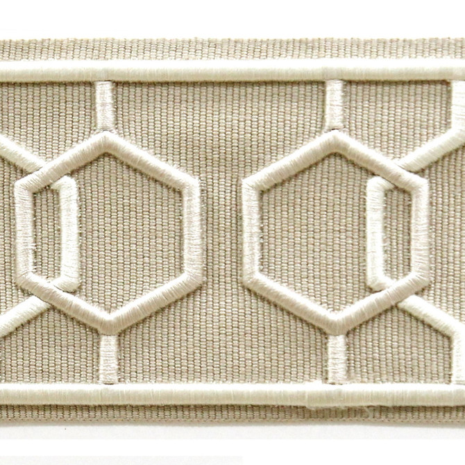Dimensions Ivory by Europatex Designer Fabric Crest & Dimensions 100% Polyester 2.90 inches - Swanky Fabrics -