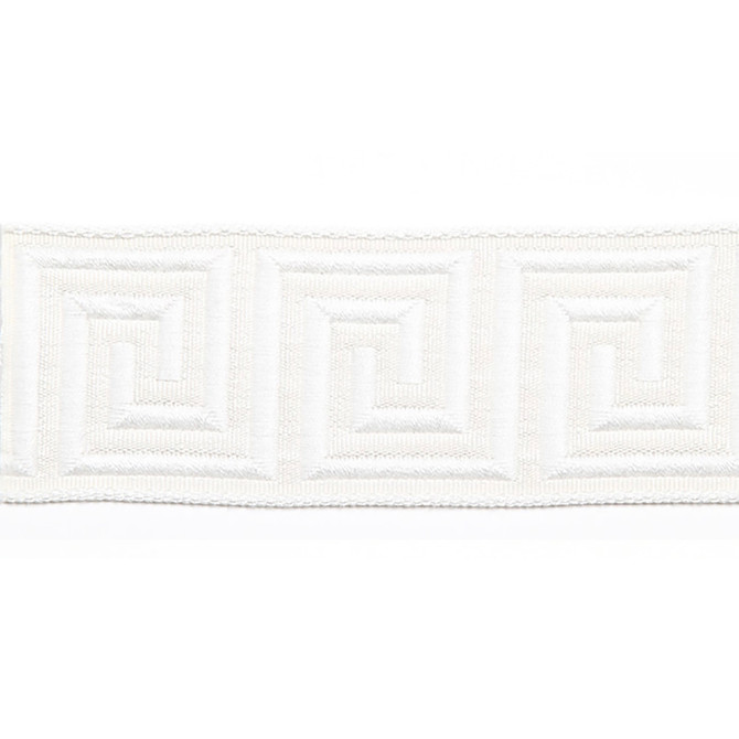 Hellenic Key Jacquard Tape White by Europatex Designer Fabric Hellenic 62% Fibranne, 38% Rayon 2.00 inches - Swanky Fabrics -