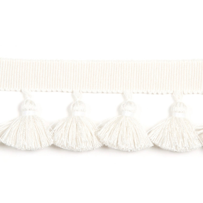 Hellenic Key Tassel Fringe White by Europatex Designer Fabric Hellenic 47% Fibranne, 44% Cotton, 9% Polyester 1.75 inches - Swanky Fabrics -