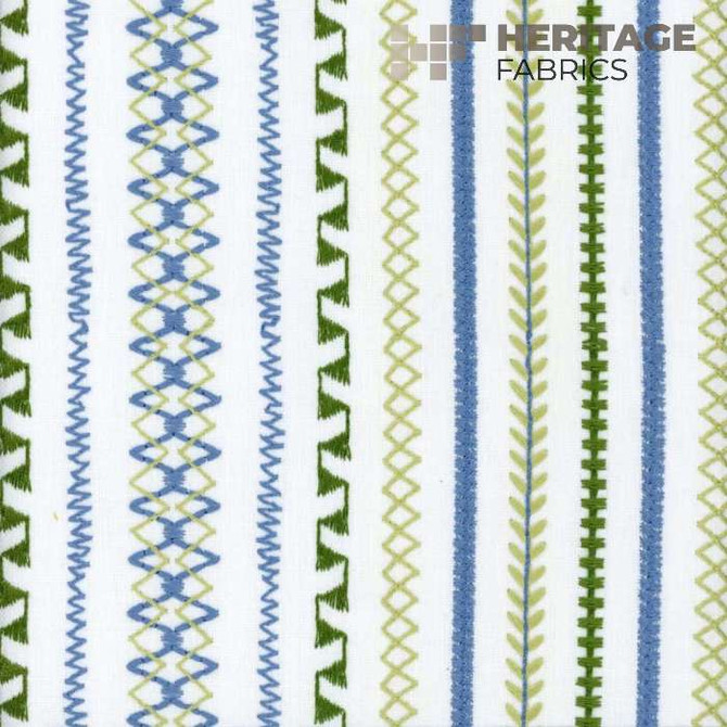 Stella Stripe Kelly Blue by Heritage Designer Fabric - 50% Polyester 50% Cotton India 9,000 Horizontal: 9" and Vertical: N/A 54" - Swanky Fabrics -
