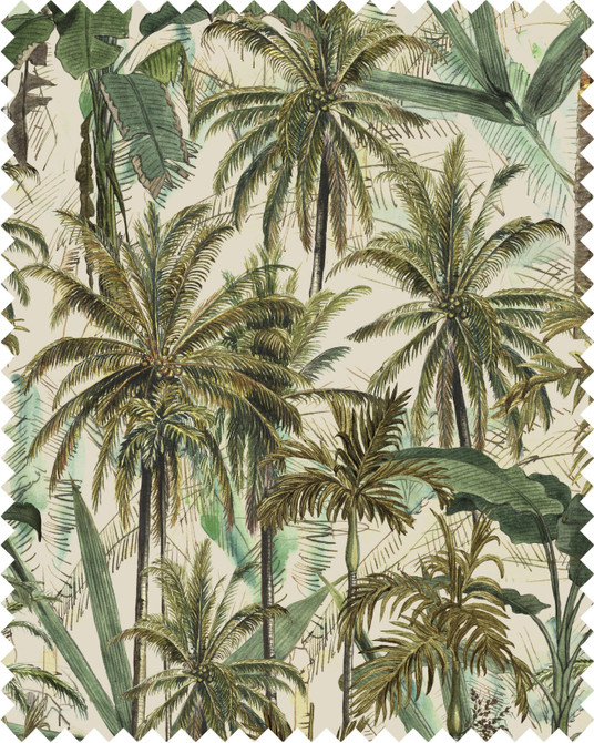 The Jungle Linen by Mind the Gap Designer Fabric THE TROPICAL COTTAGE 100% Linen Made in United Kingdom W 46cm x L 62cm / W 18.1in x L 24.4in 55.1in - Swanky Fabrics -