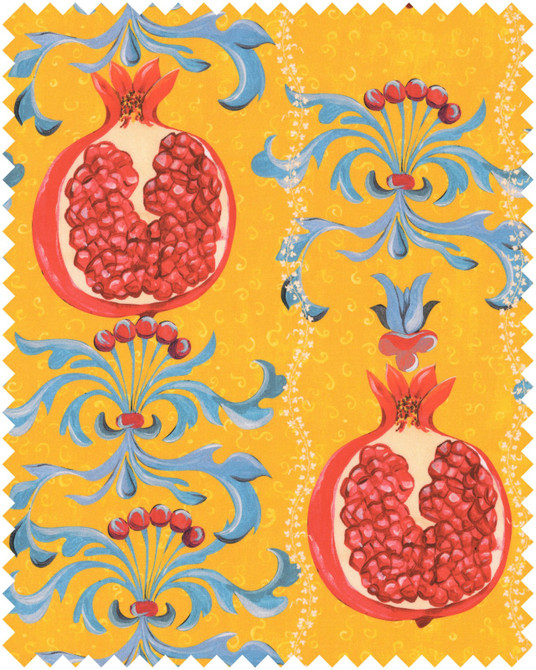 Melagranata Limone Cotton Satin by Mind the Gap Designer Fabric LA DOLCE VITA 100% Cotton satin Made in United Kingdom W 34.5 x L 40 cm / W 13.6 x L 15.7in 53.9in - Swanky Fabrics -