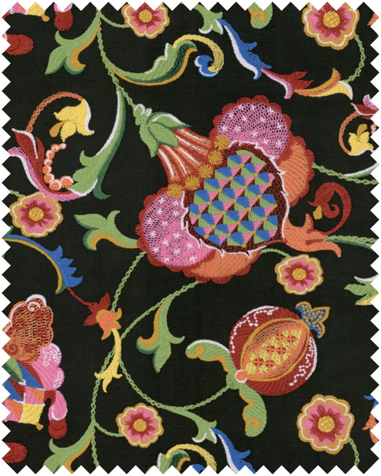 Al Fresco Embroidered Fabric by Mind the Gap Designer Fabric LA DOLCE VITA 100% Linen Made in India W 33.5 x L 47 cm / W 13.2 x L 18.5in 52.75in - Swanky Fabrics -