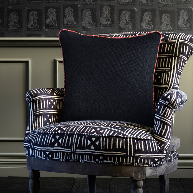 Mind The Gap Pillows ANTHRACITE Linen Cushion (LC40007) | LC40007 | NOMAD STORY | 20 x 20 in | Anthracite, Green, Orange | Fabric Carolina | https://www.fabriccarolina.com/