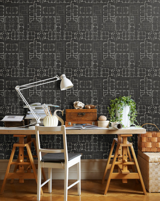 Chateau Anthracite Premium Wallpaper by Mind the Gap Designer Wallpaper WALLPAPER DESIGNER COLLECTION Non-woven Made in Europe Paste the wall 3 rolls x 20.5 x 3.25 yards - Swanky Fabrics -