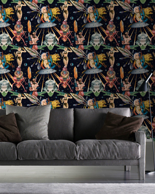 Other Worlds Wallpaper by Mind the Gap Designer Wallpaper WALLPAPER DESIGNER COLLECTION Non-woven Made in Europe Paste the wall 3 rolls x 20.5 x 3.25 yards - Swanky Fabrics -