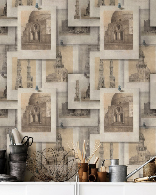 Arabian Monuments Premium Wallpaper by Mind the Gap Designer Wallpaper WALLPAPER DESIGNER COLLECTION Non-woven Made in Europe Paste the wall 3 rolls x 20.5 x 3.25 yards - Swanky Fabrics -
