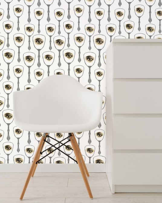 Mirror'S Eye Neutral Premium Wallpaper by Mind the Gap Designer Wallpaper WALLPAPER DESIGNER COLLECTION Non-woven Made in Europe Paste the wall 3 rolls x 20.5 x 3.25 yards - Swanky Fabrics -