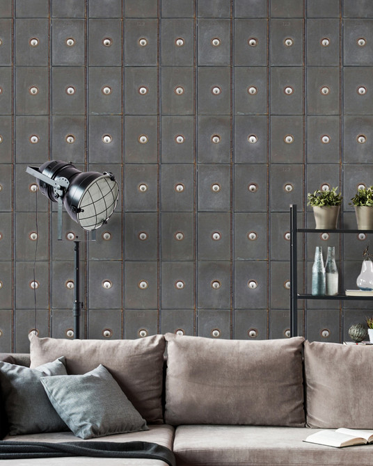 Industrial Cabinets Tapet Premium by Mind the Gap Designer Wallpaper WALLPAPER DESIGNER COLLECTION Non-woven Made in Europe Paste the wall 3 rolls x 20.5 x 3.25 yards - Swanky Fabrics -