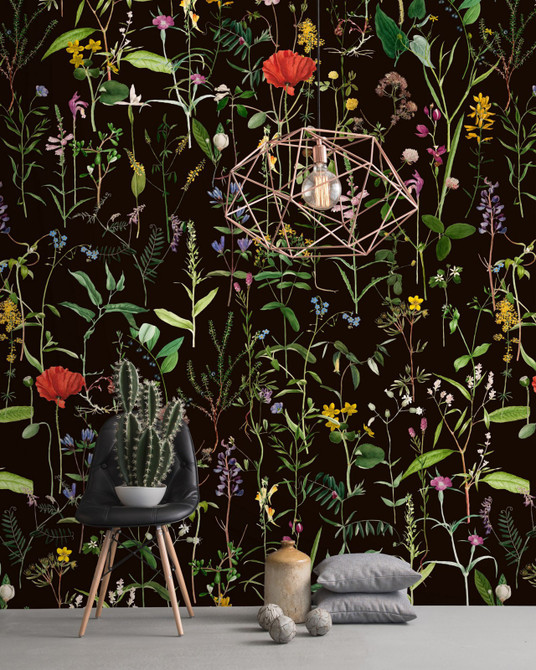 Aquafleur Anthracite Wallpaper by Mind the Gap Designer Wallpaper PREMIUM DESIGNER WALLPAPER COLLECTION Non-woven Made in Europe Paste the wall 3 rolls x 20.5 x 3.25 yards - Swanky Fabrics -