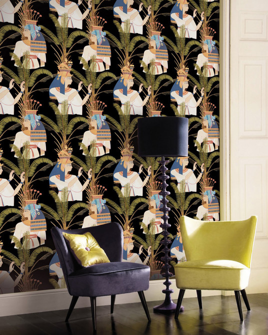 Egyptian Queens Anthracite by Mind the Gap Designer Wallpaper PREMIUM DESIGNER WALLPAPER COLLECTION Non-woven Made in Europe Paste the wall 3 rolls x 20.5 x 3.25 yards - Swanky Fabrics -