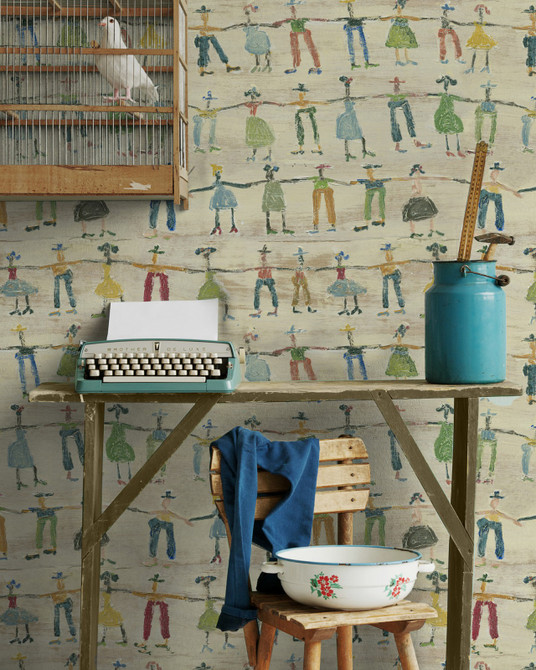 Little People by Mind the Gap Designer Wallpaper THE SUGARBOO COLLECTION Non-woven Made in Europe Paste the wall 3 rolls x 20.5 x 3.25 yards - Swanky Fabrics -